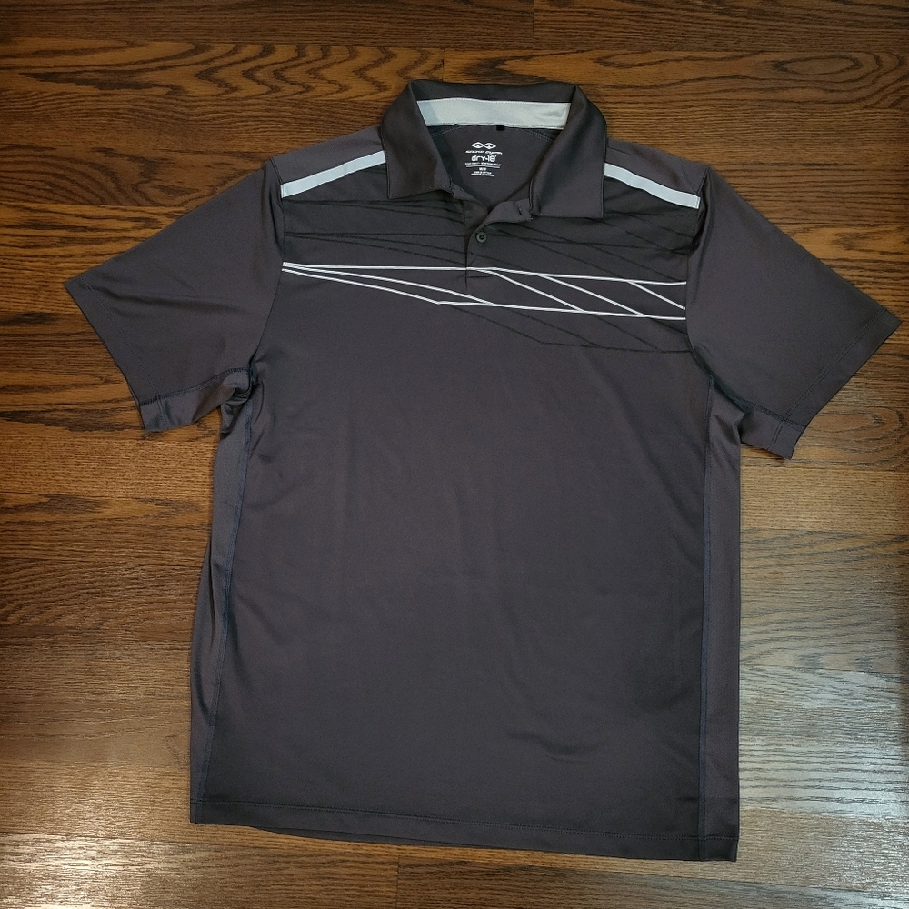 Men's Dark Gray Snake Eyes Dry-18 Athletic Golfing Polo Short Sleeve Shirt sz M